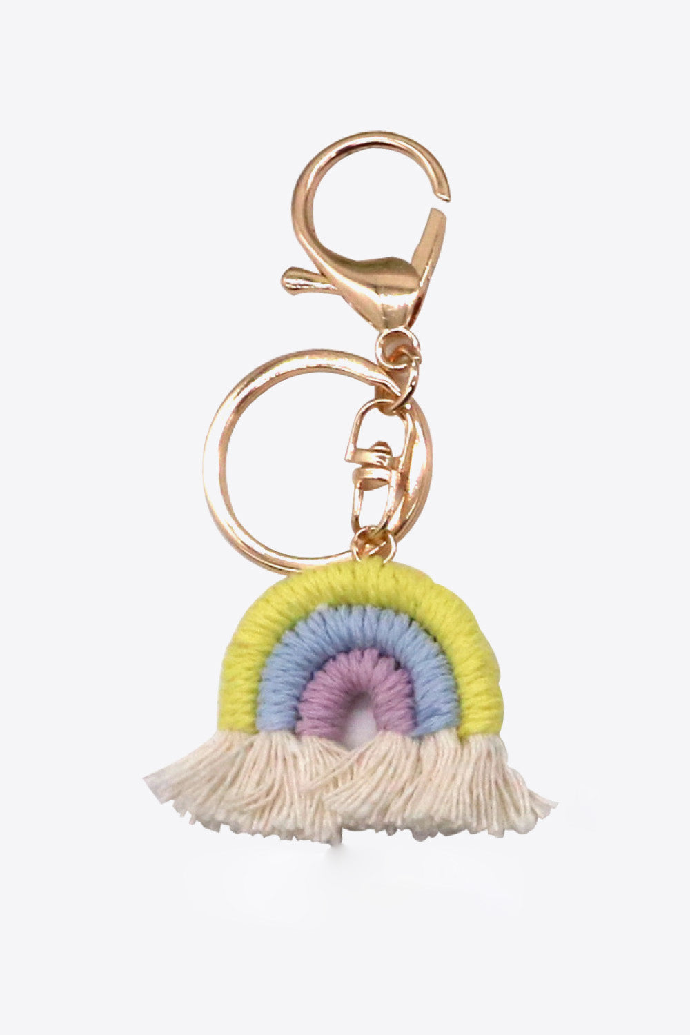 Colorful Boho RAINBOW Handmade Woven Tassel Keychain Ring with Clasp