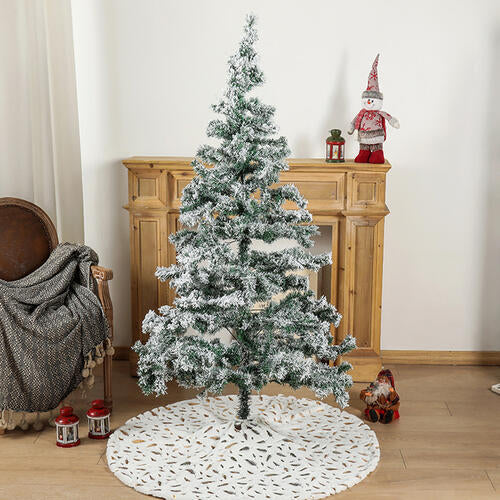 Feather Print Christmas Tree Skirt White Metallic Gold or Silver 47.4"