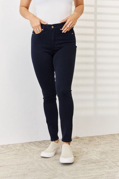 Tummy Control High-Rise Waist Navy Denim Skinny Jean Pants Judy Blue