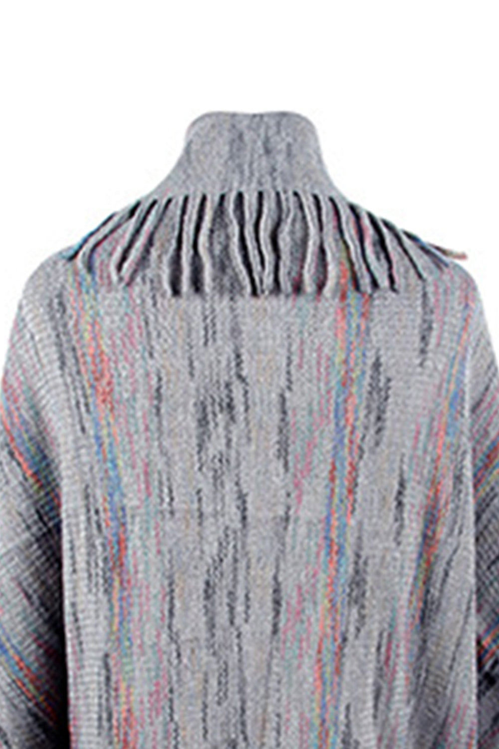 Colorful Glitch Retro Fringe Hem Open Front Shrug Knit Bolero Sweater Cardigan