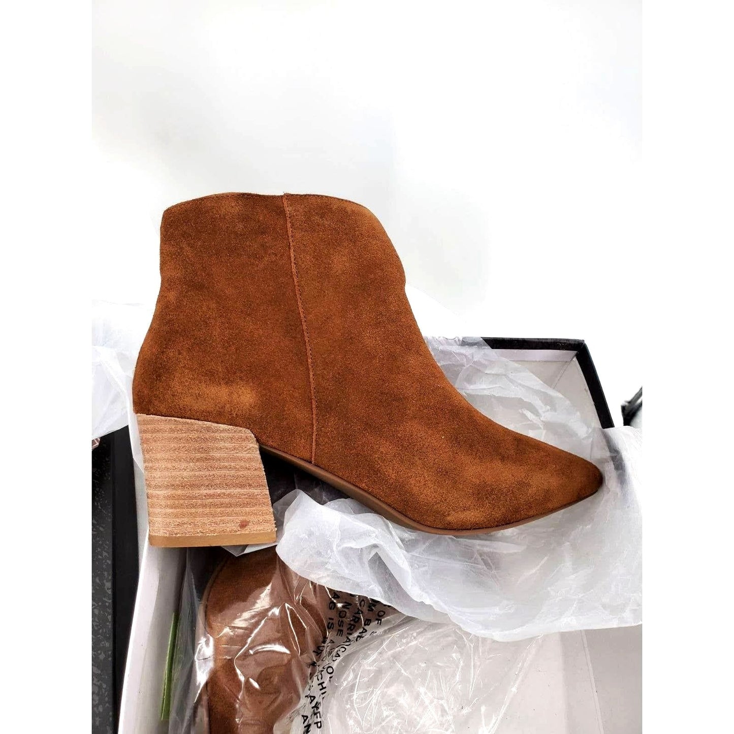 Kensie Womens Brown Suede Boots Classic Ankle Bootie Pointed Toe Shoes Chunky Block Heel
