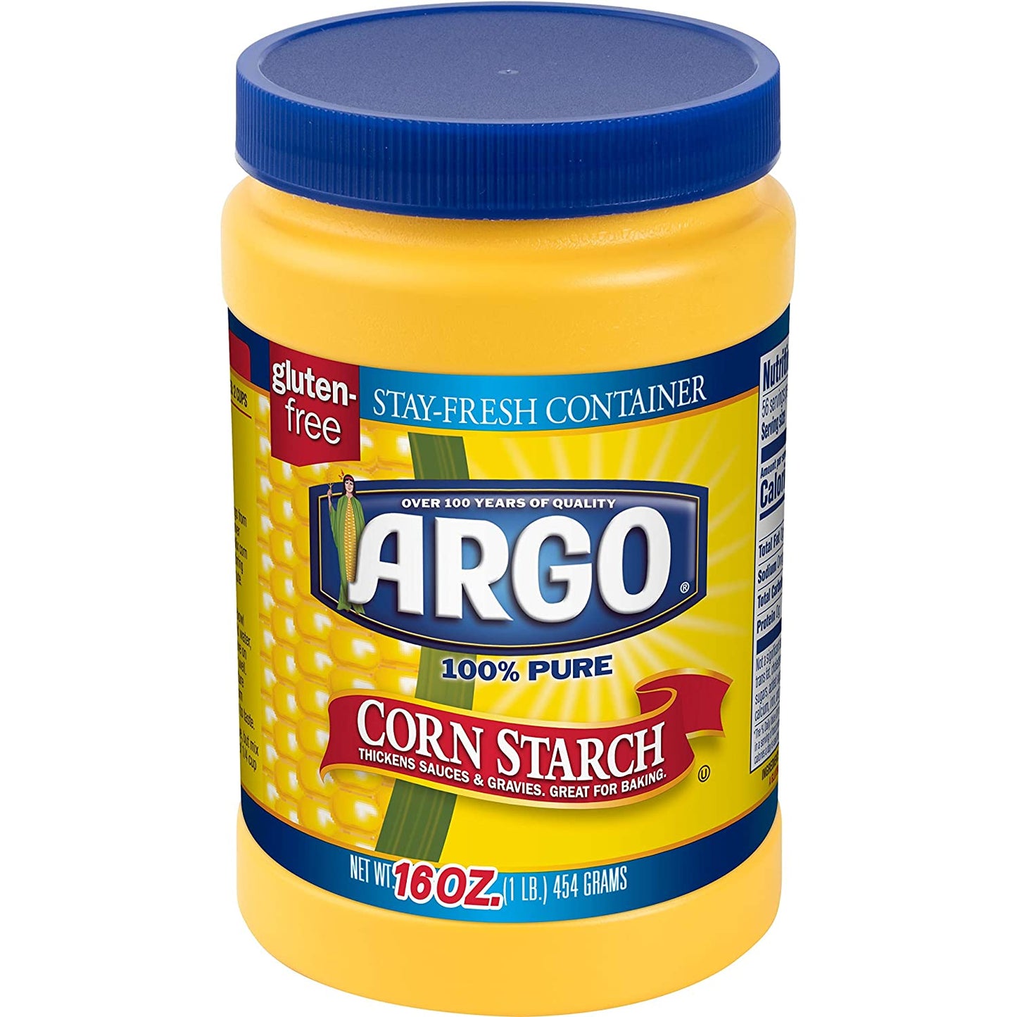 Argo Corn Starch 100% Pure, 16 Oz (Resealable Container)
