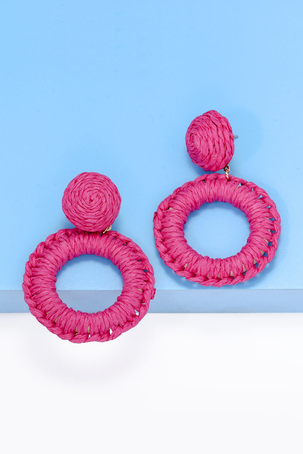 Bold Raffia Grass Round Dangle Earrings Jewelry (10 colors Available)