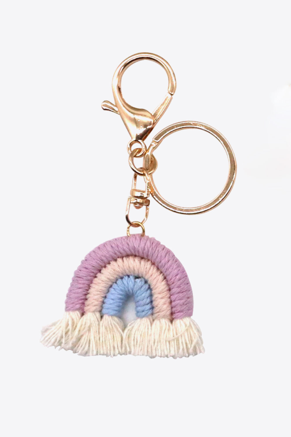 Colorful Boho RAINBOW Handmade Woven Tassel Keychain Ring with Clasp