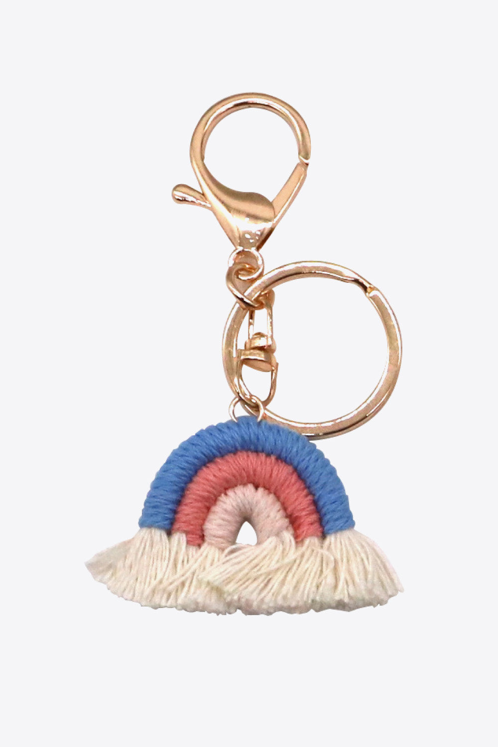 Colorful Boho RAINBOW Handmade Woven Tassel Keychain Ring with Clasp