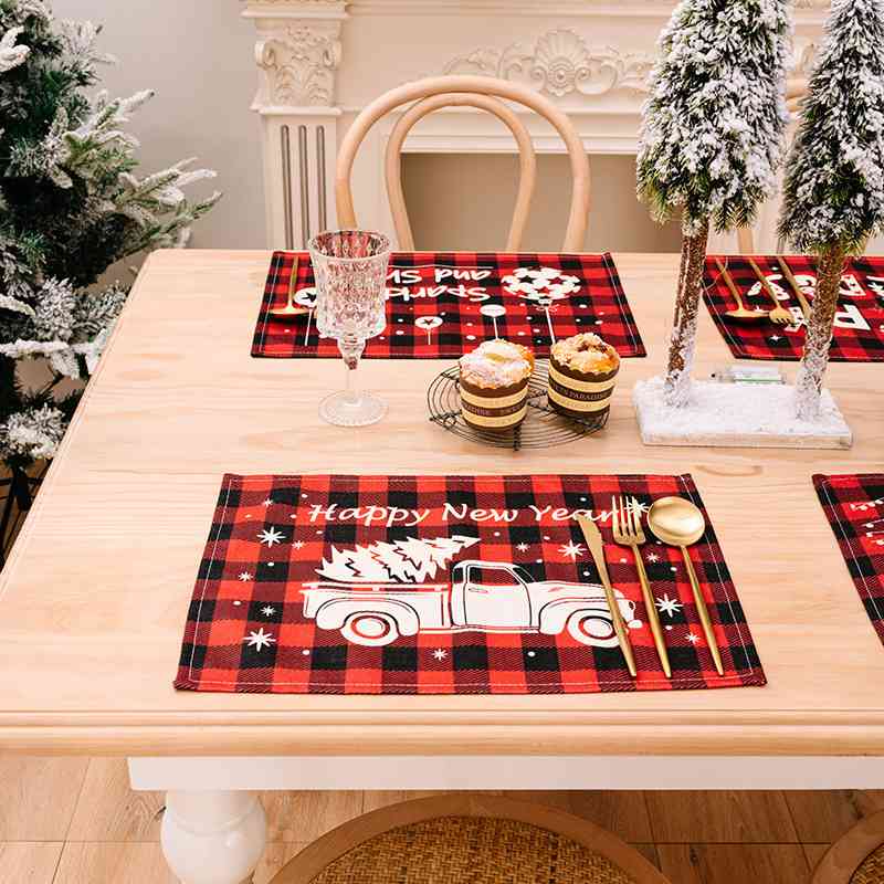 2-Piece Christmas Buffalo Plaid Placemat Dining Table Festive Home Decor Assorted