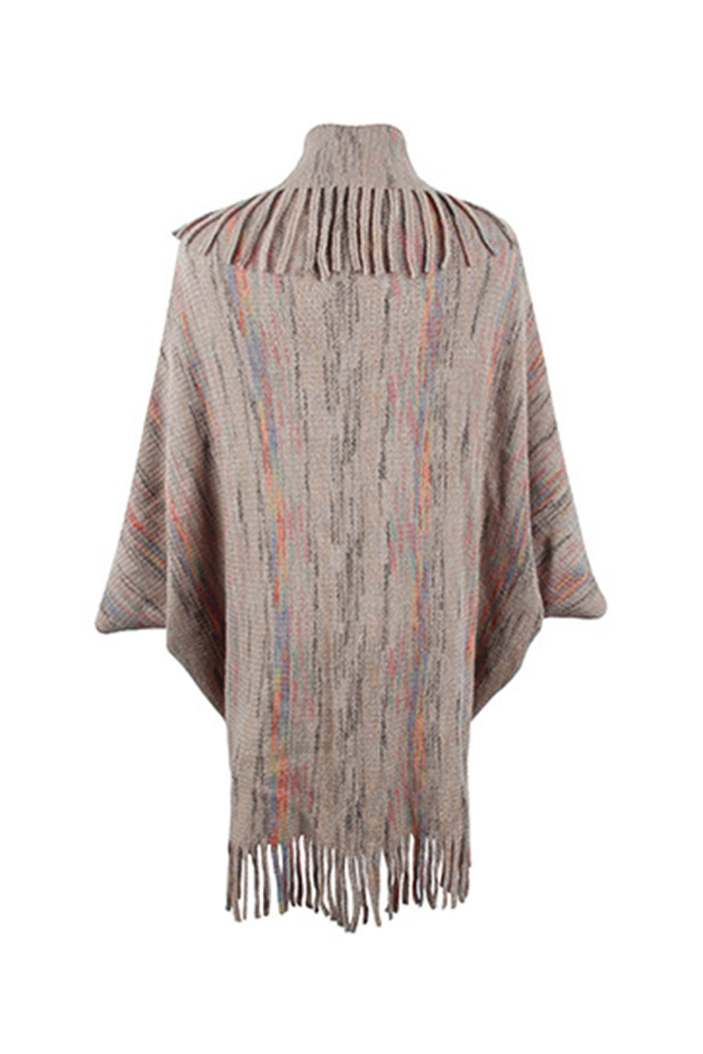 Colorful Glitch Retro Fringe Hem Open Front Shrug Knit Bolero Sweater Cardigan