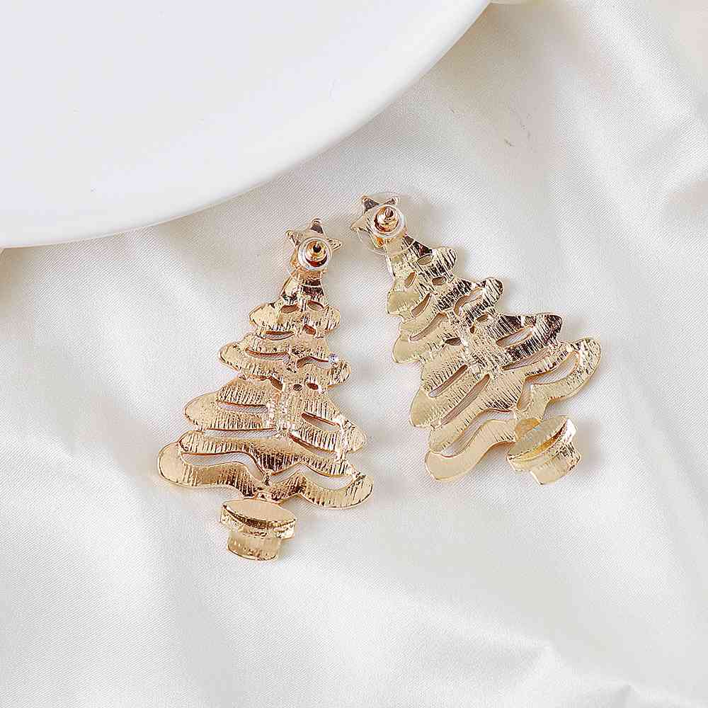 Christmas Tree Earrings Colorful Rhinestone or Faux Pearl Holiday Fashion Jewelry