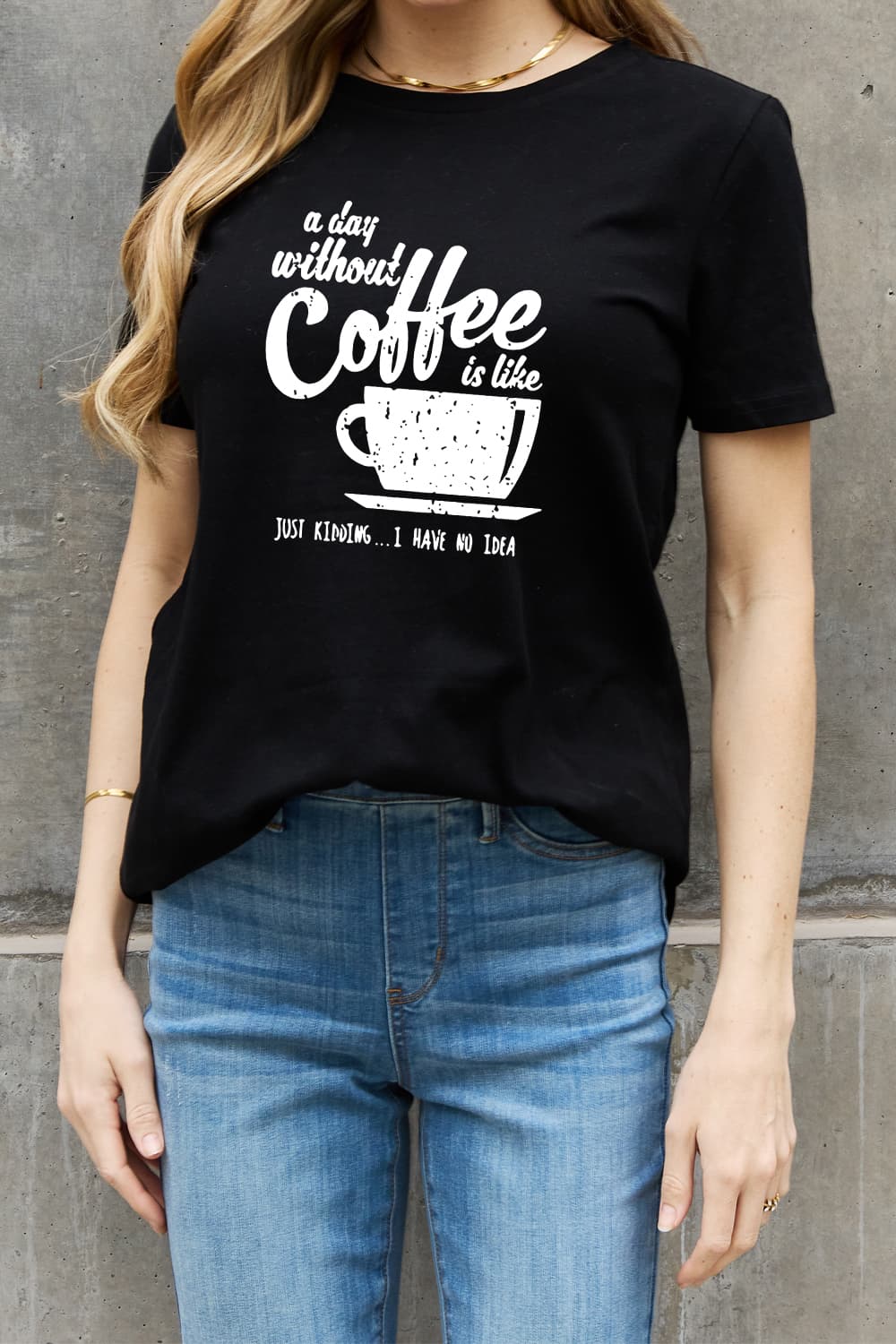 DAY WITHOUT COFFEE Funny Graphic 100% Cotton Short-sleeve Tee Shirt (Plus Size Available)