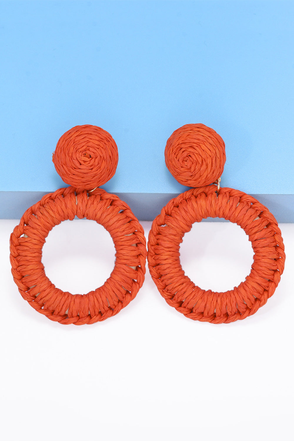 Bold Raffia Grass Round Dangle Earrings Jewelry (10 colors Available)
