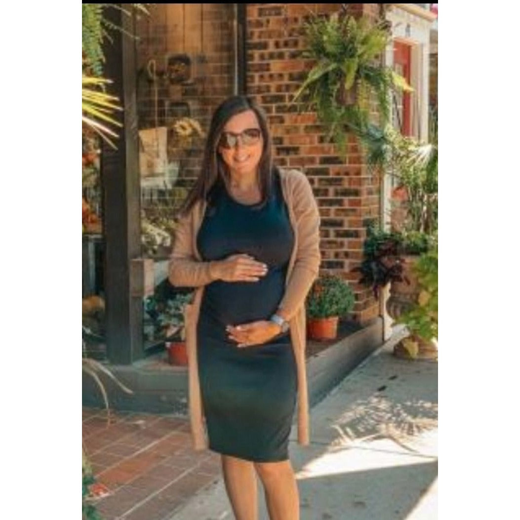 ISABEL MATERNITY Dress 3/4 Sleeve Stretch side T-Shirt fitted Bodycon