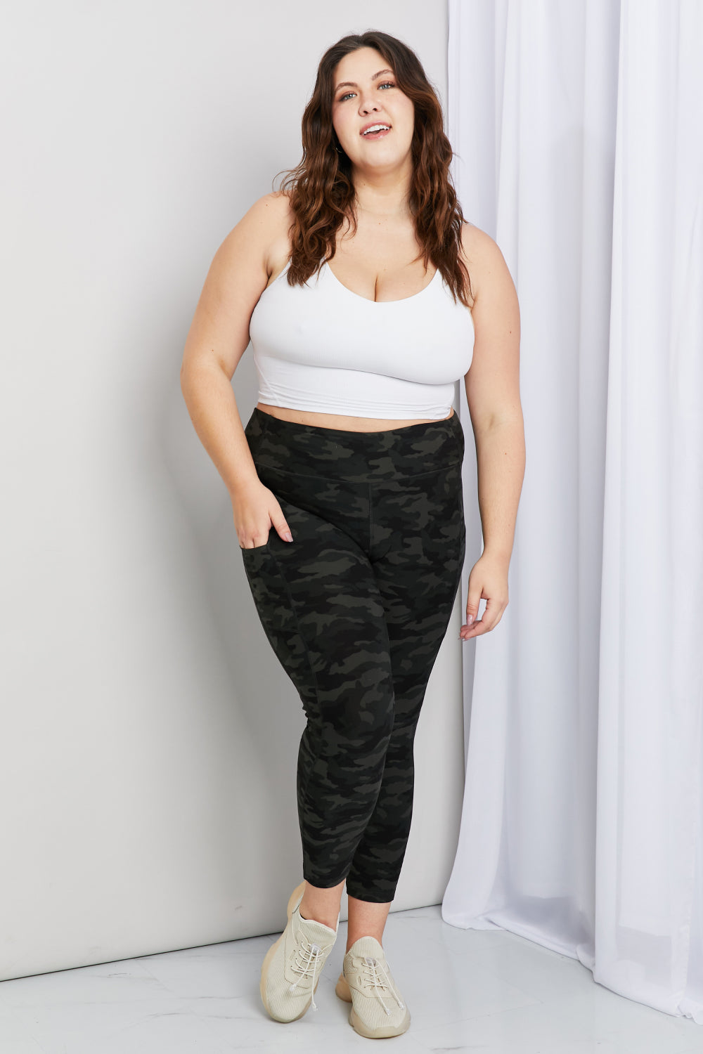 Camouflage High-rise Side Pocket Yoga Workout Pants (Plus Size Available)