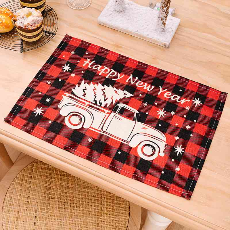 2-Piece Christmas Buffalo Plaid Placemat Dining Table Festive Home Decor Assorted