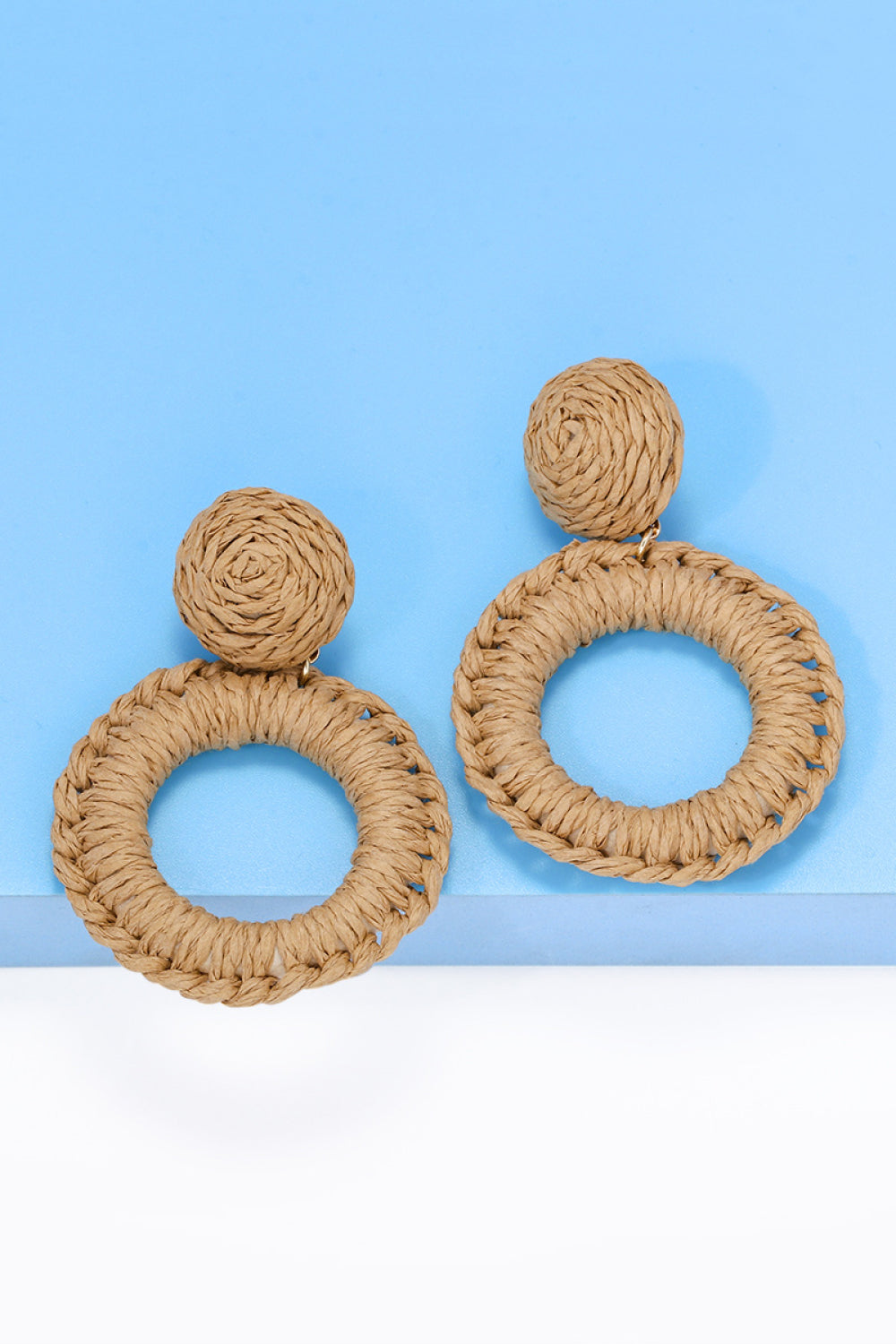 Bold Raffia Grass Round Dangle Earrings Jewelry (10 colors Available)