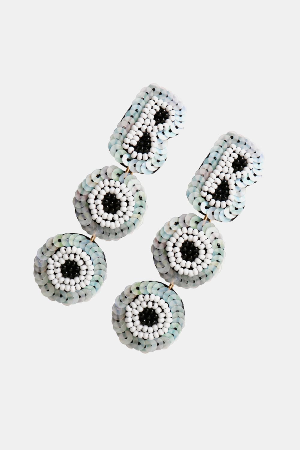 Long Beaded Sequin BOO Dangle Earrings Halloween Artisan Jewelry