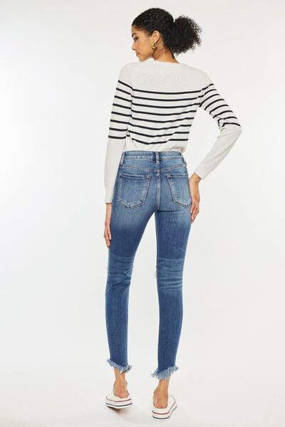 KanCan High-Rise Waist Distressed Denim Raw Cropped Skinny Jean Pants