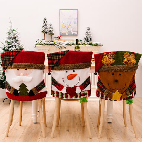Santa Claus, Snowman, Reindeer Premium Christmas Festive 3D Chair Slip Cover Home Decor