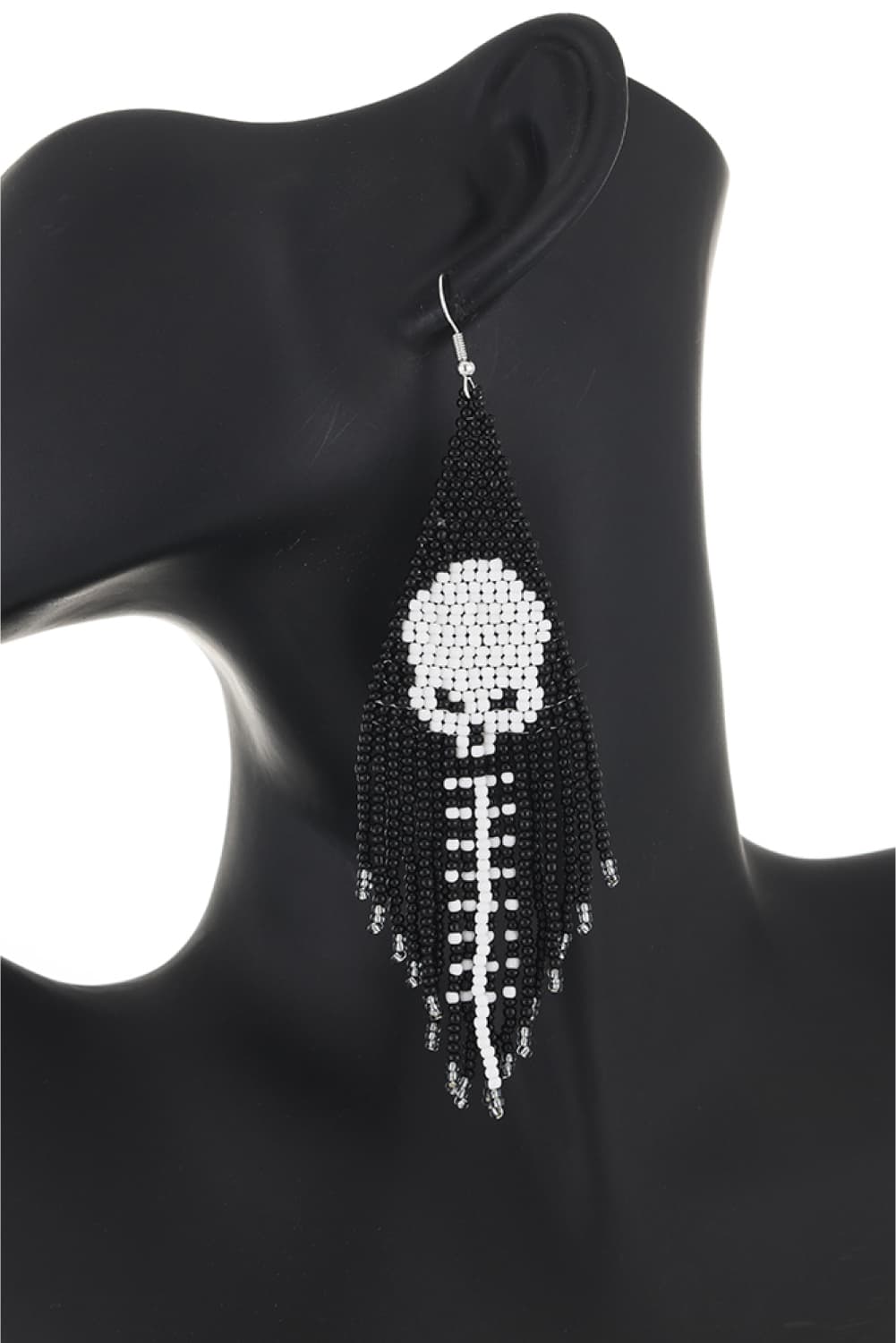 Spooky Fun Beaded Long Dangle Earrings Halloween Jewelry Pumpkin Ghost Spider Witch Skeleton