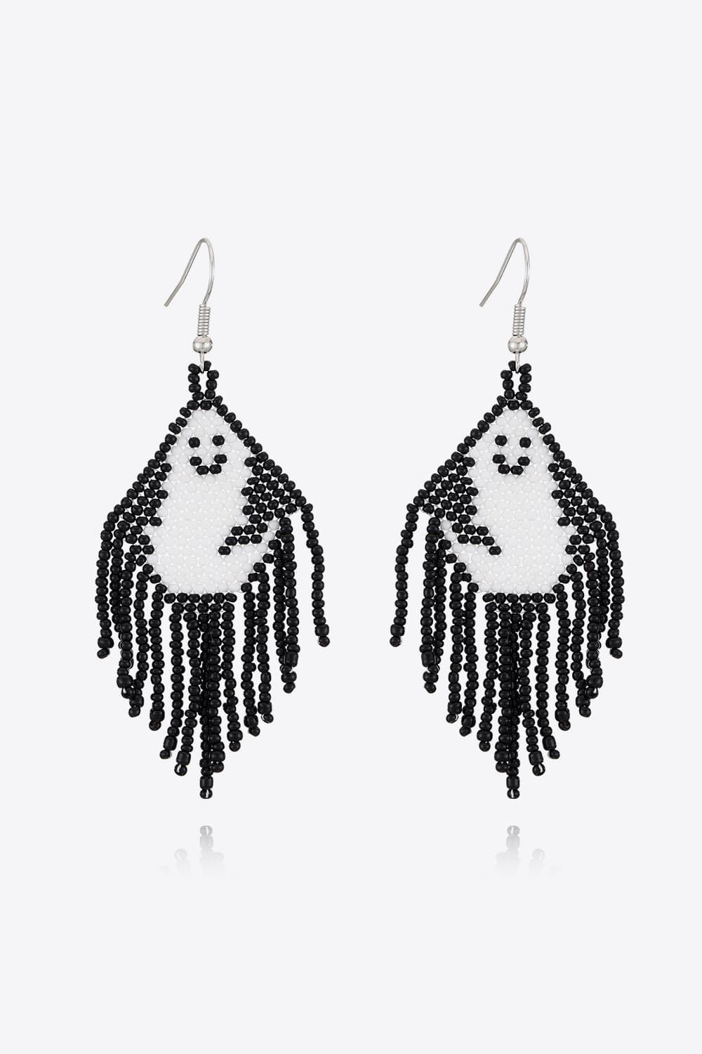 Spooky Fun Beaded Long Dangle Earrings Halloween Jewelry Pumpkin Ghost Spider Witch Skeleton