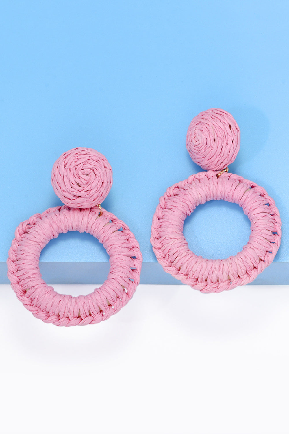 Bold Raffia Grass Round Dangle Earrings Jewelry (10 colors Available)