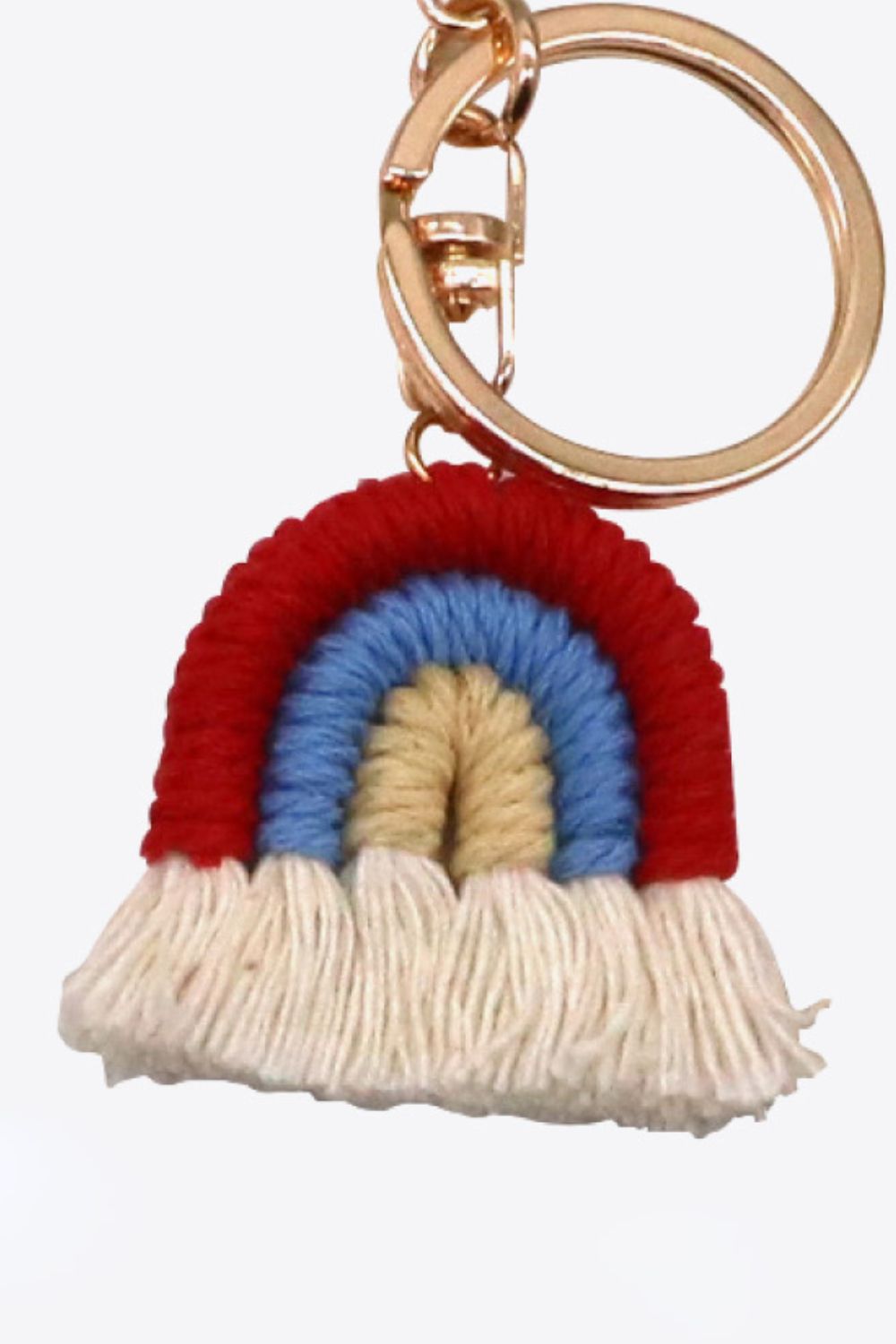 Colorful Boho RAINBOW Handmade Woven Tassel Keychain Ring with Clasp