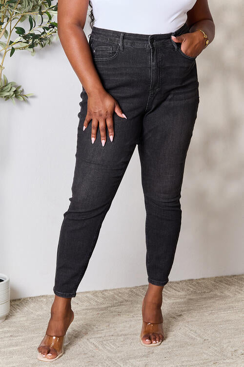 High-Rise Waist Black Denim Judy Blue Classic Skinny Jean Pants