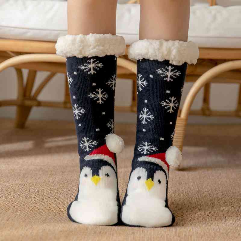 Christmas Knit Sherpa Filled Warm Winter Thick House Holiday Socks