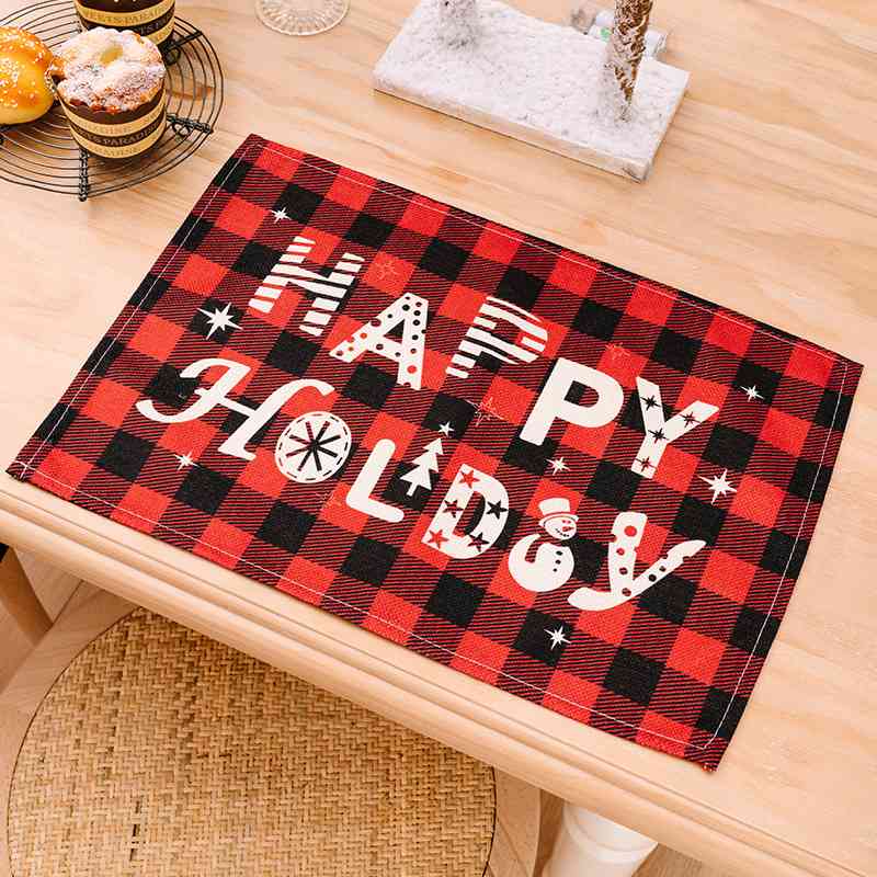 2-Piece Christmas Buffalo Plaid Placemat Dining Table Festive Home Decor Assorted