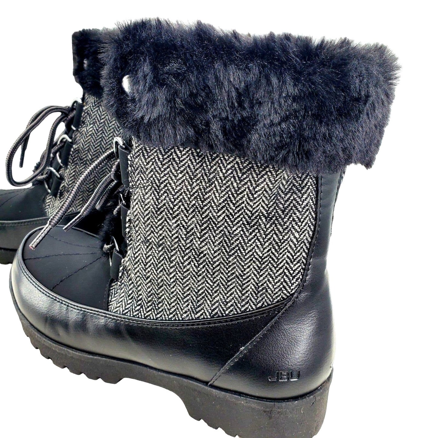 JBU Boots Woman's Faux Fur Herringbone Weather Ready Southgate Chunky Lug Shoes