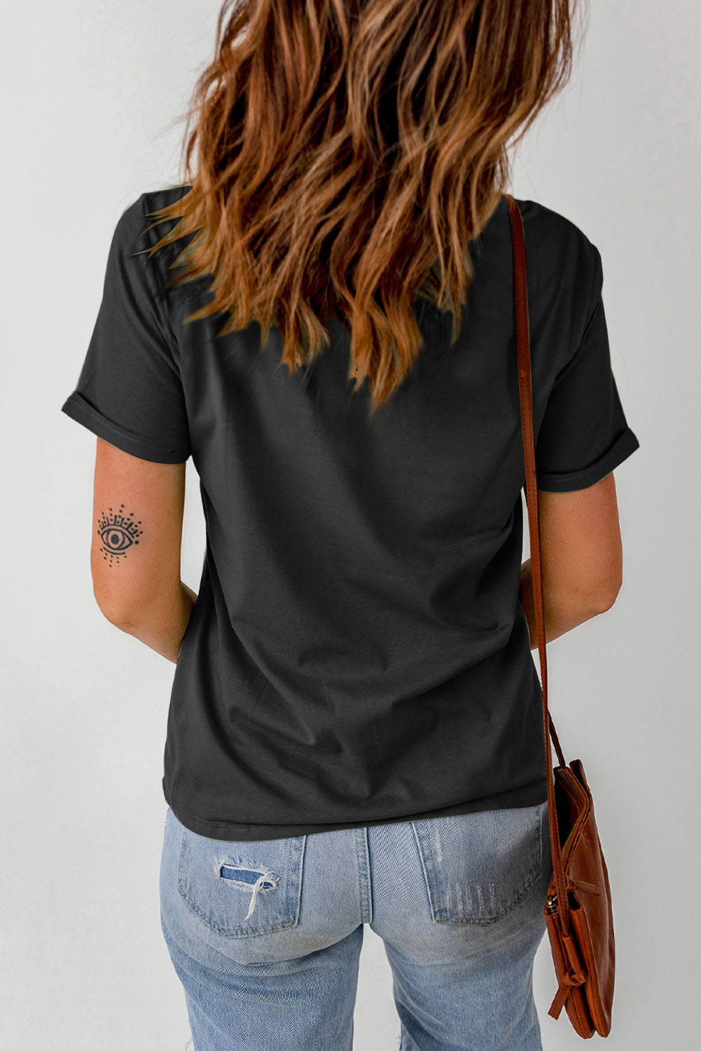Embroidered AMERICA Patriotic Top Cuffed Short Sleeve Tee Shirt (Plus Size Available)