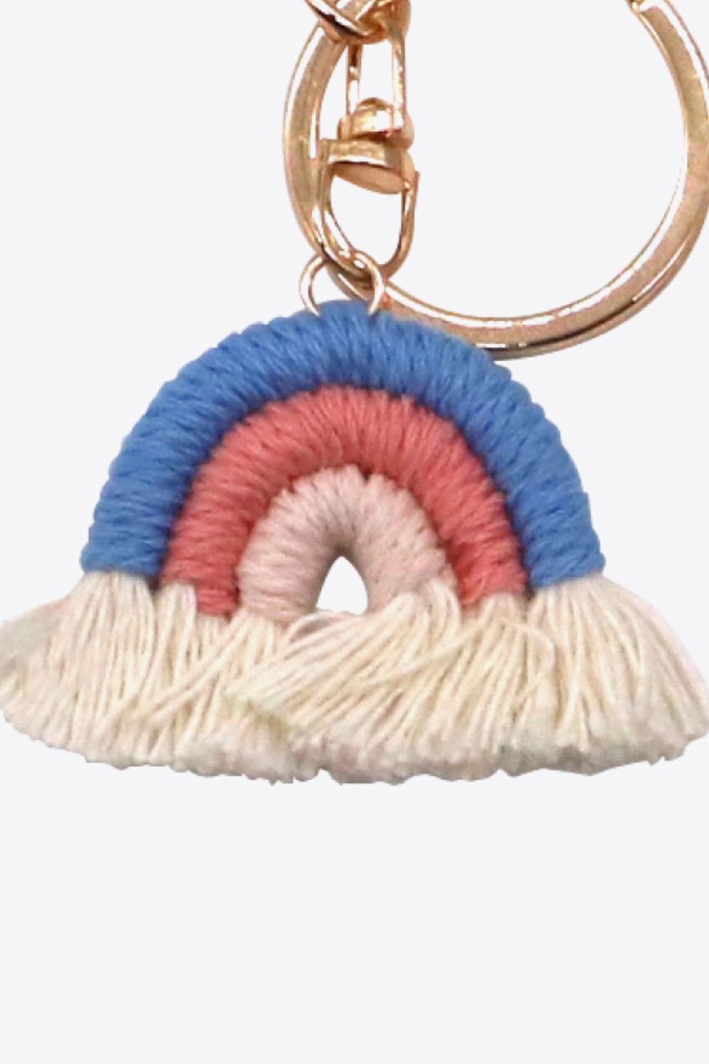 Colorful Boho RAINBOW Handmade Woven Tassel Keychain Ring with Clasp