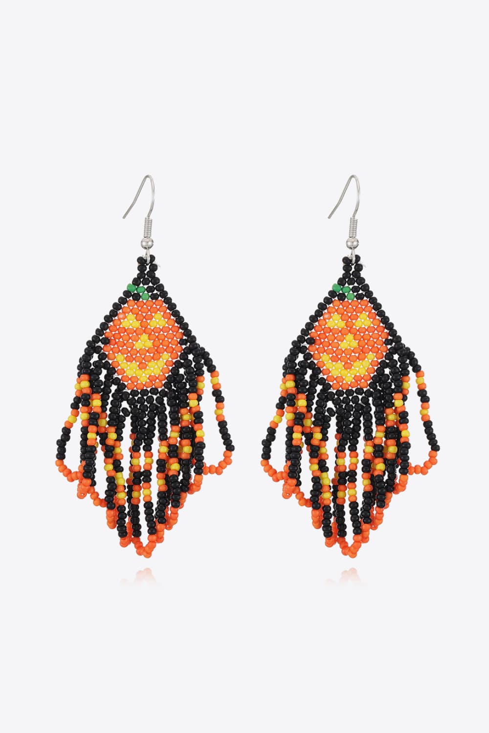 Spooky Fun Beaded Long Dangle Earrings Halloween Jewelry Pumpkin Ghost Spider Witch Skeleton
