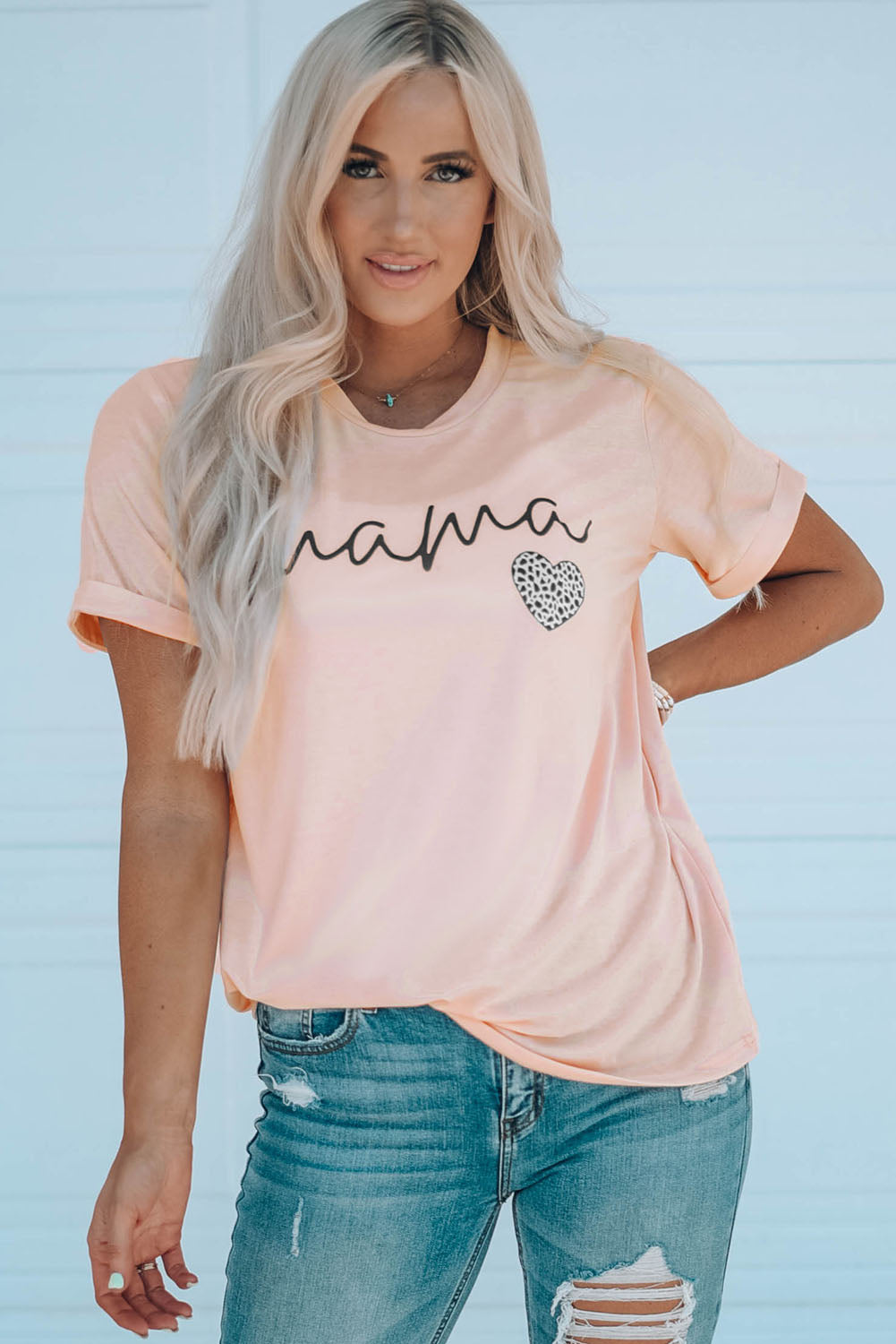 MAMA spotted Graphic Heart Pink Tee Shirt (Plus Size Available)