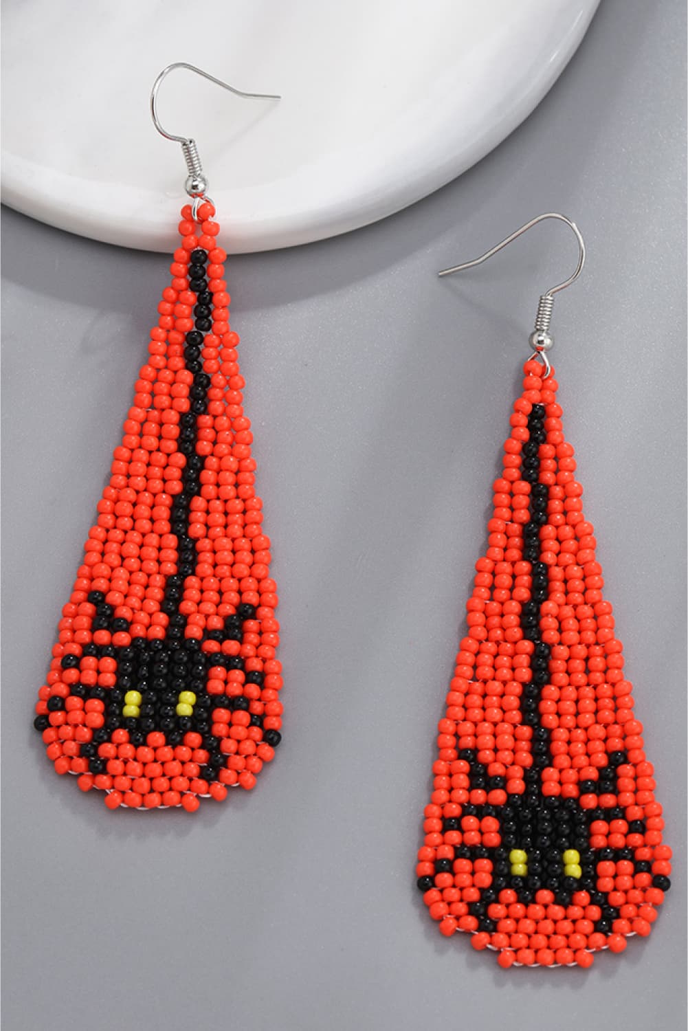 Spooky Fun Beaded Long Dangle Earrings Halloween Jewelry Pumpkin Ghost Spider Witch Skeleton