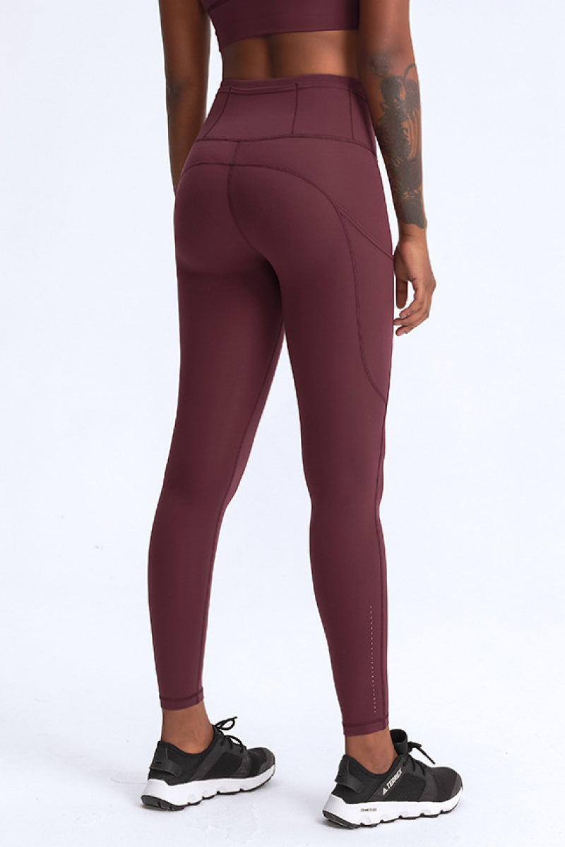 Wide Waistband Side Pocket Athletic Yoga Legging Pants