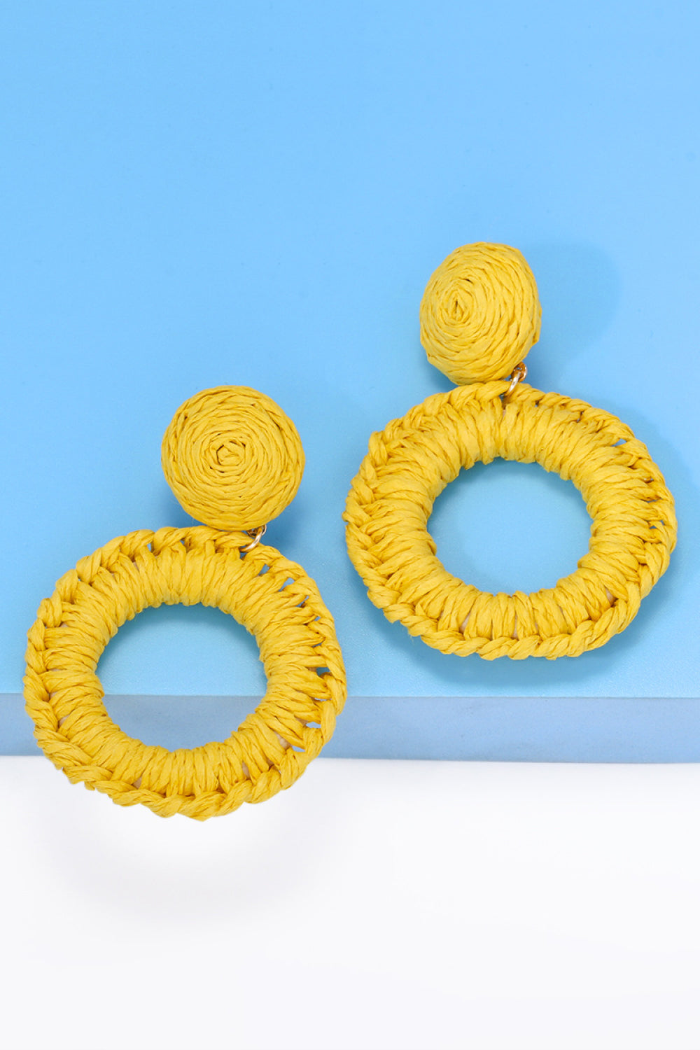 Bold Raffia Grass Round Dangle Earrings Jewelry (10 colors Available)