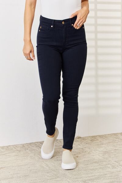 Tummy Control High-Rise Waist Navy Denim Skinny Jean Pants Judy Blue