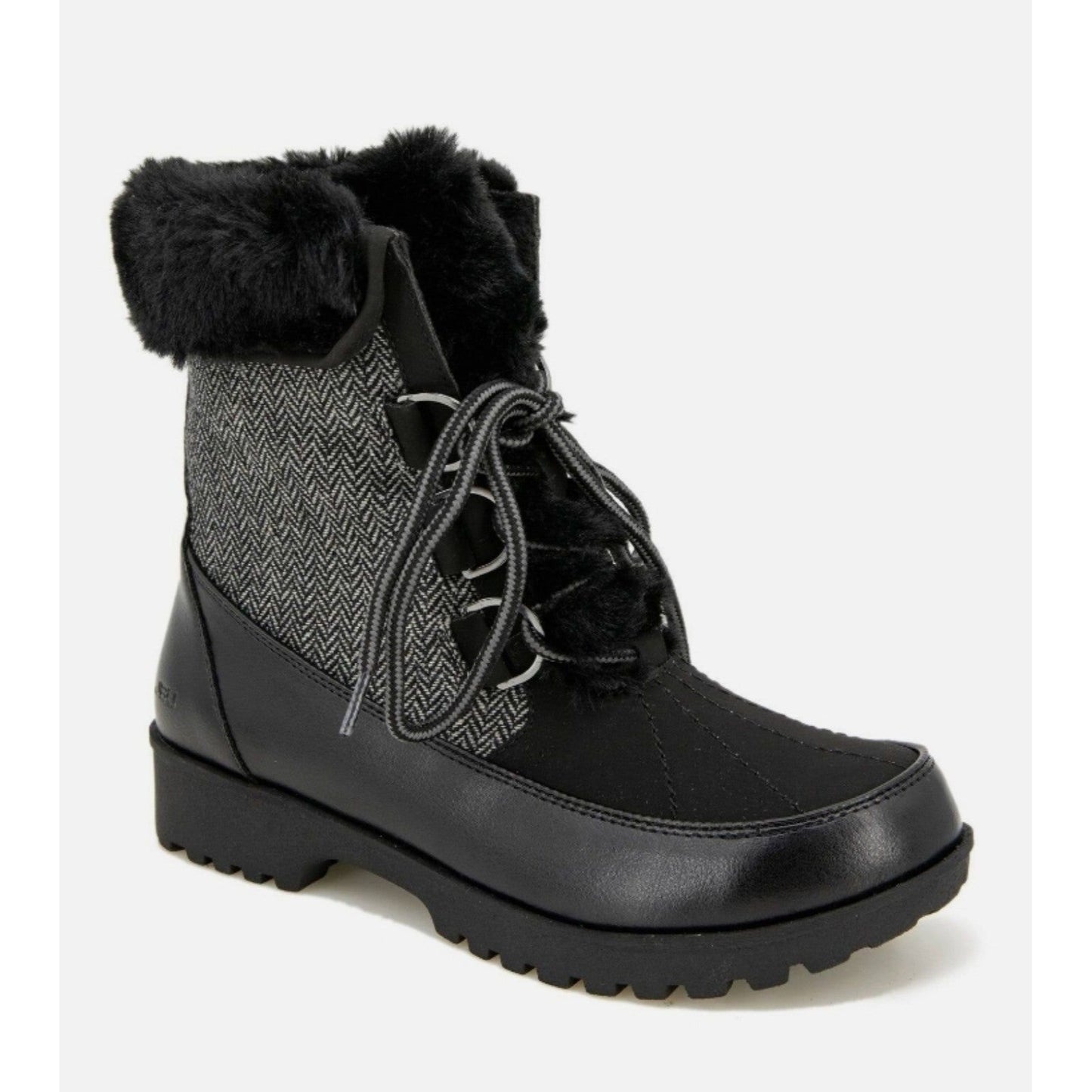 JBU Boots Woman's Faux Fur Herringbone Weather Ready Southgate Chunky Lug Shoes