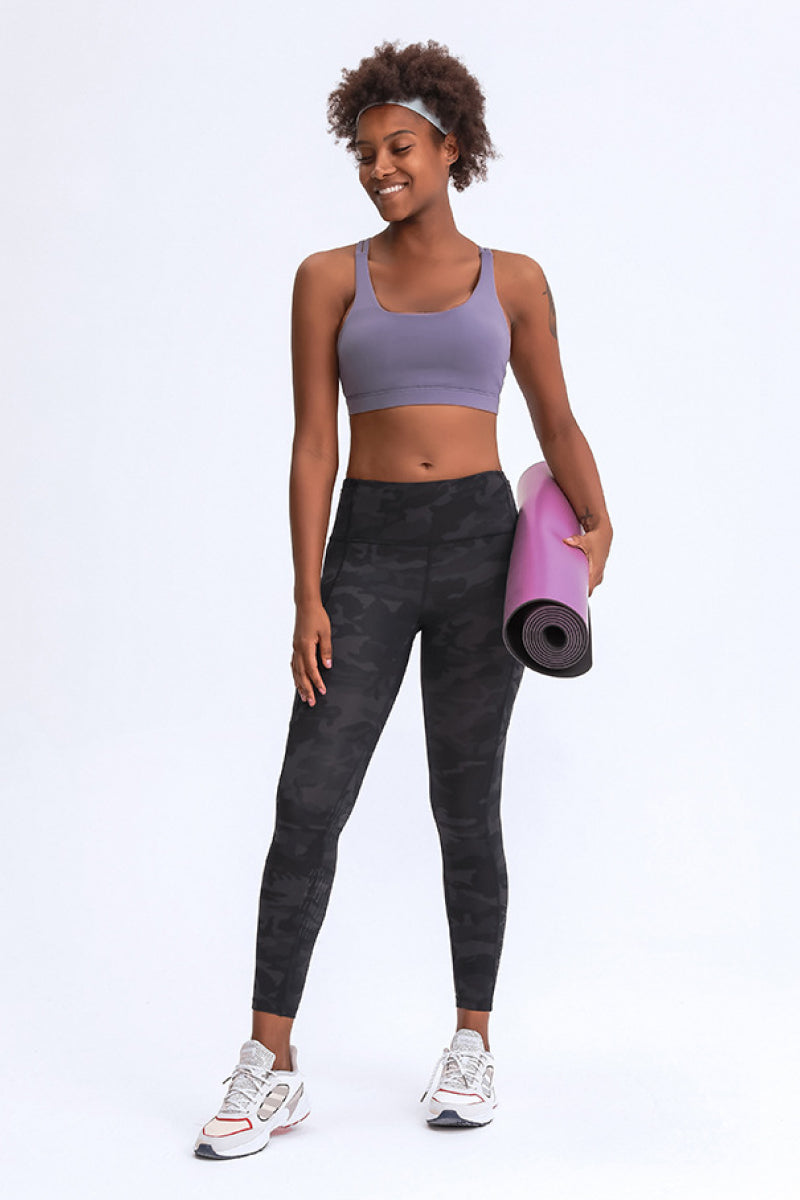 Wide Waistband Side Pocket Athletic Yoga Legging Pants