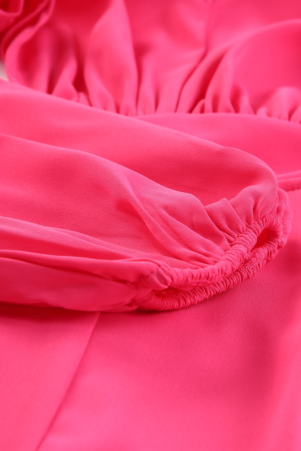 Cutout Side Plunge V-neck Long Sleeve Pant One-piece Neon Hot Pink Jumpsuit