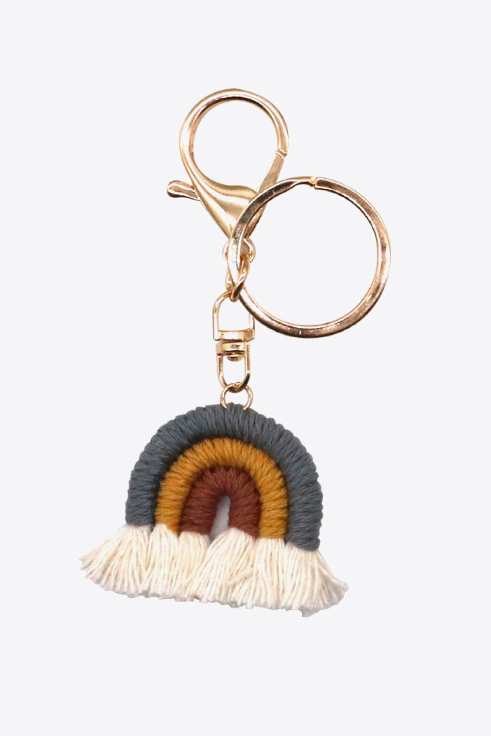 Colorful Boho RAINBOW Handmade Woven Tassel Keychain Ring with Clasp