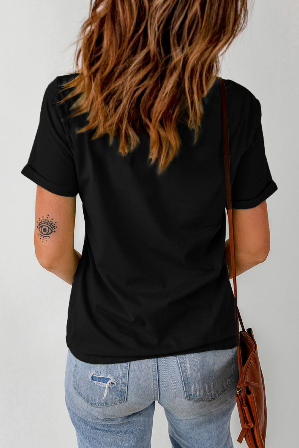 Americana GOD BLESS THE USA Graphic Top Cuffed Short Sleeve Tee Shirt (Plus Size Available)