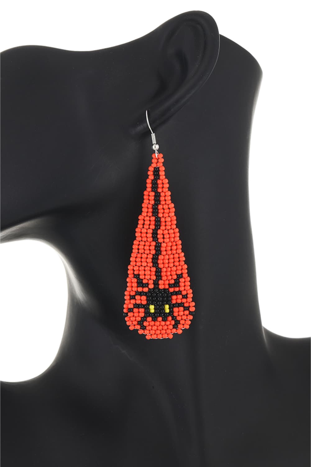 Spooky Fun Beaded Long Dangle Earrings Halloween Jewelry Pumpkin Ghost Spider Witch Skeleton