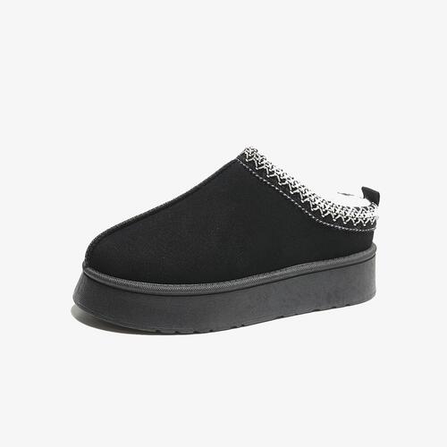 Fluffy Slippers Platform Tazz Faux Fur Slip-on Vegan Suede Mule Winter
