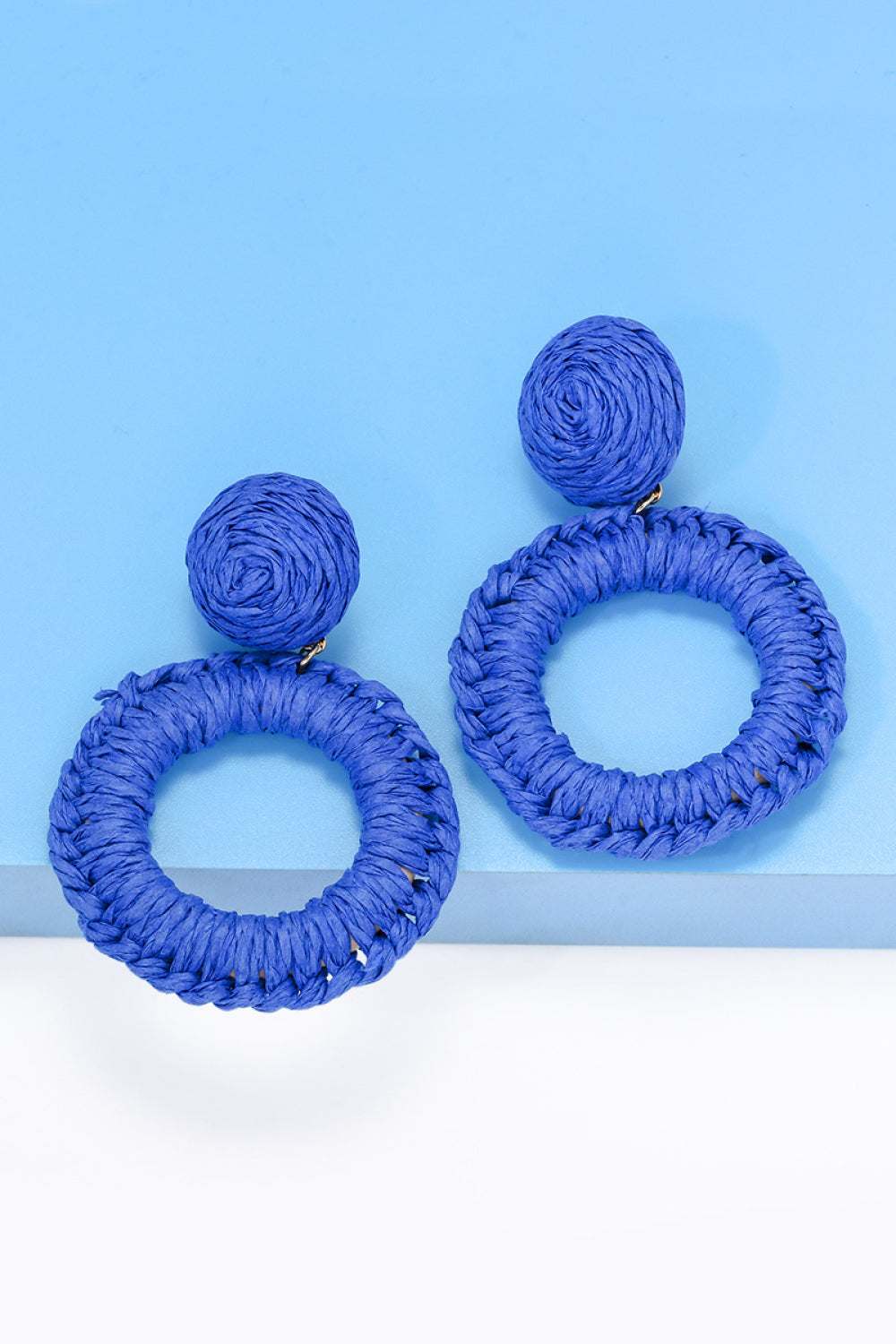 Bold Raffia Grass Round Dangle Earrings Jewelry (10 colors Available)