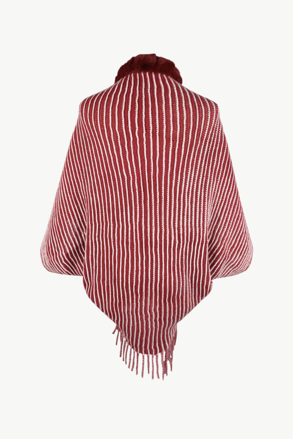 Stripe Faux Fur Retro Fringe Hem Open Front Shrug Knit Bolero Cardigan