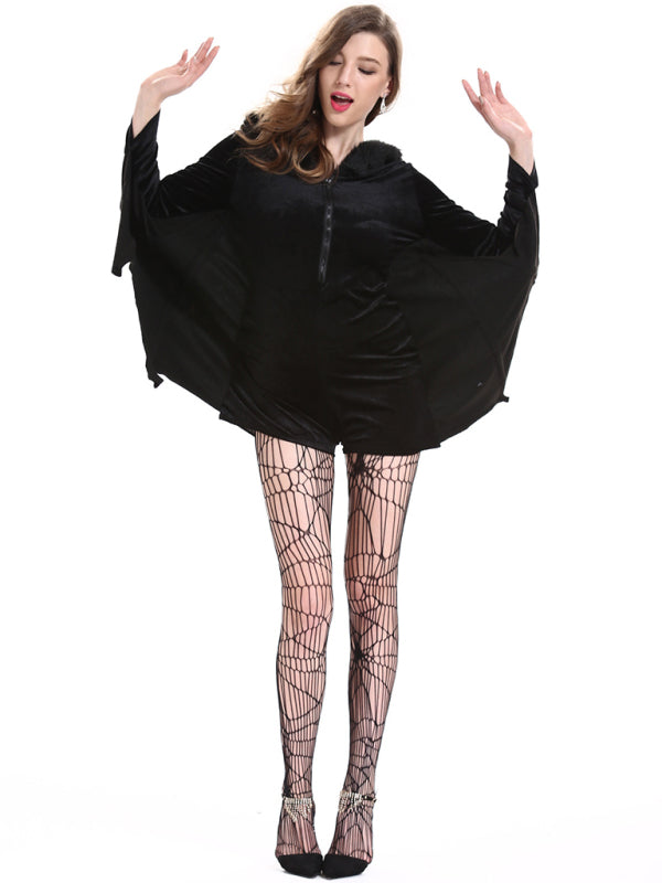 ONE-PIECE Shorts Romper BAT Lady Adult Sexy Women's Halloween Costume Cosplay