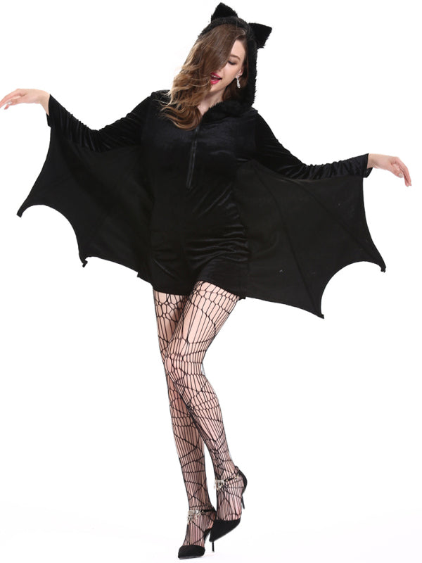 ONE-PIECE Shorts Romper BAT Lady Adult Sexy Women's Halloween Costume Cosplay