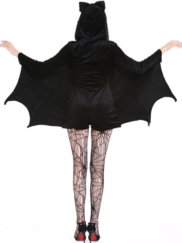 ONE-PIECE Shorts Romper BAT Lady Adult Sexy Women's Halloween Costume Cosplay