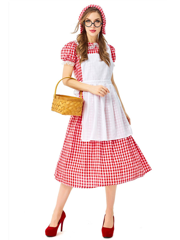 LITTLE RED RIDING HOOD Cosplay Modest Adult Halloween Costume 4-piece set